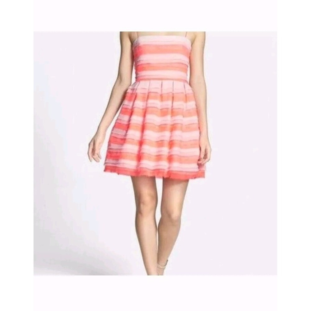 NWT Erin Fetherston Size 4 Azalea Cocktail Party Tiered Dress, Electric Guava